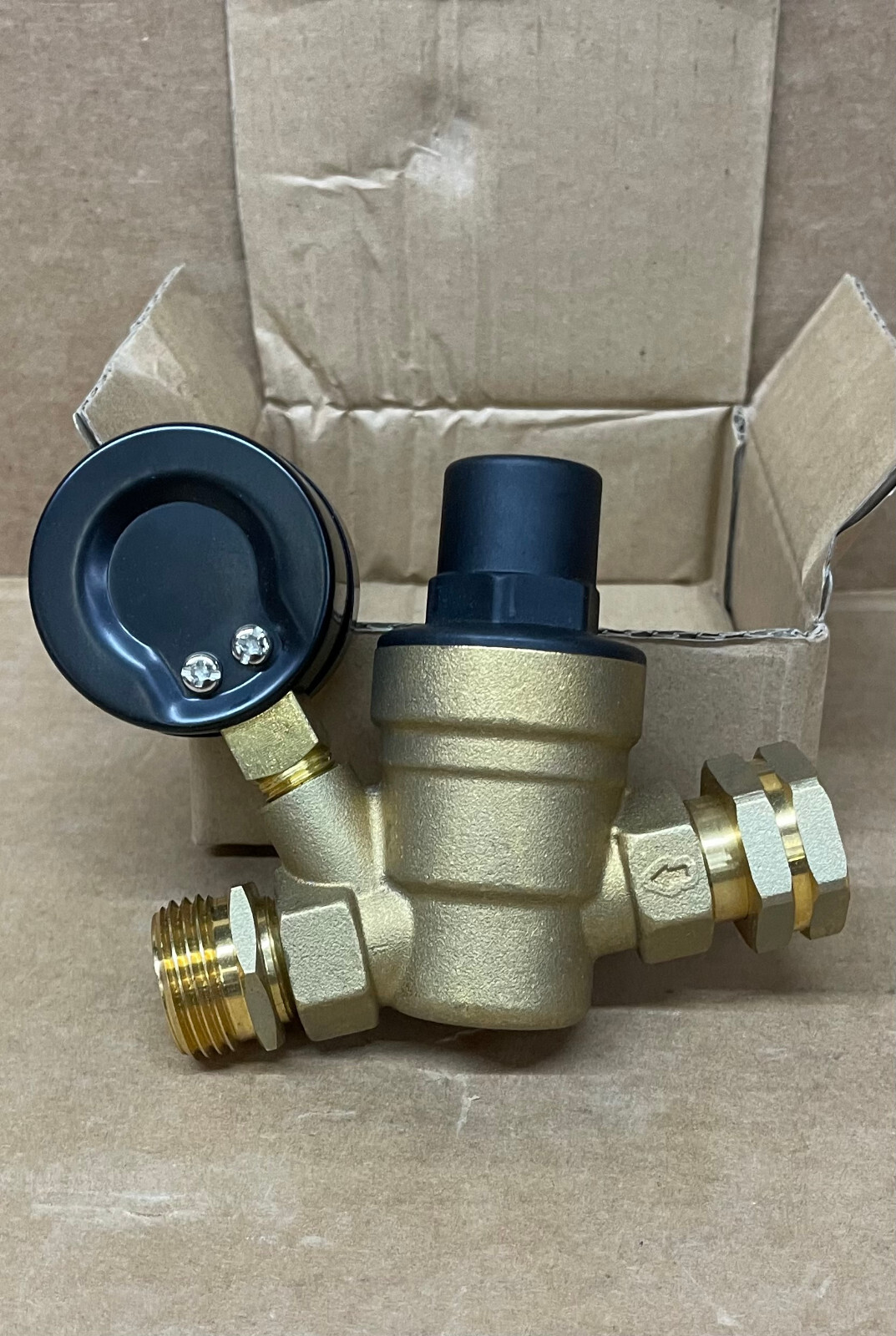 Water Pressure Regulator For RV Lead-free Brass Adjustable Reducer Gauge 3/4"