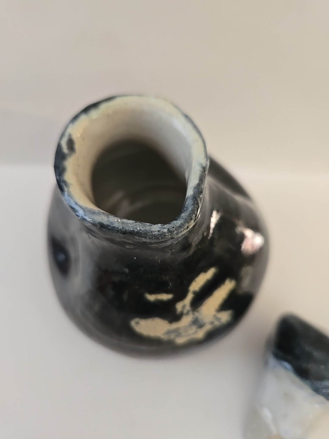 Vintage Japanese Sake Bottle with Lid, Stoneware Pottery