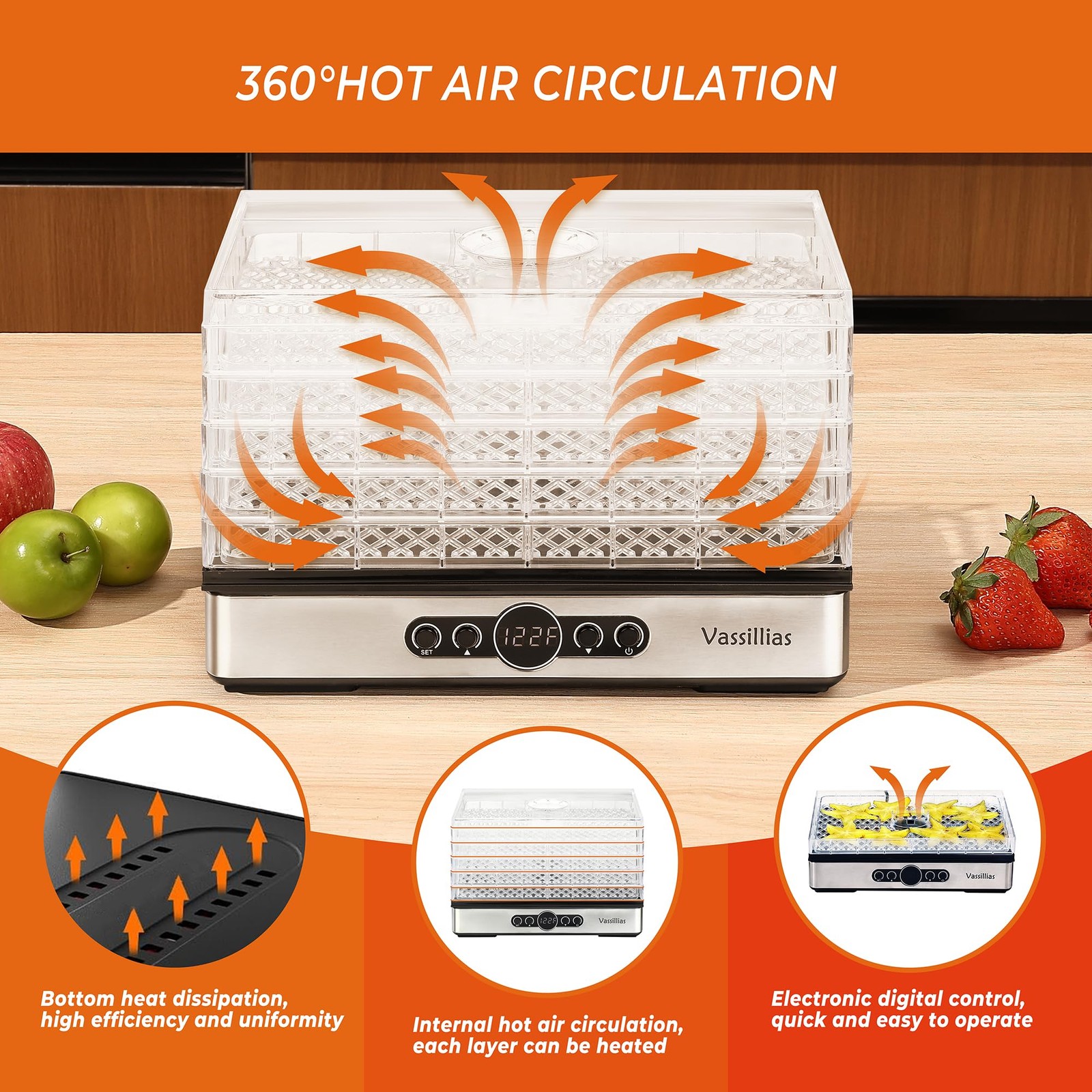 Food Dehydrator Dryer - Dehydrator for Healthy Food, Meat, Jerky, Fruit, Vege...