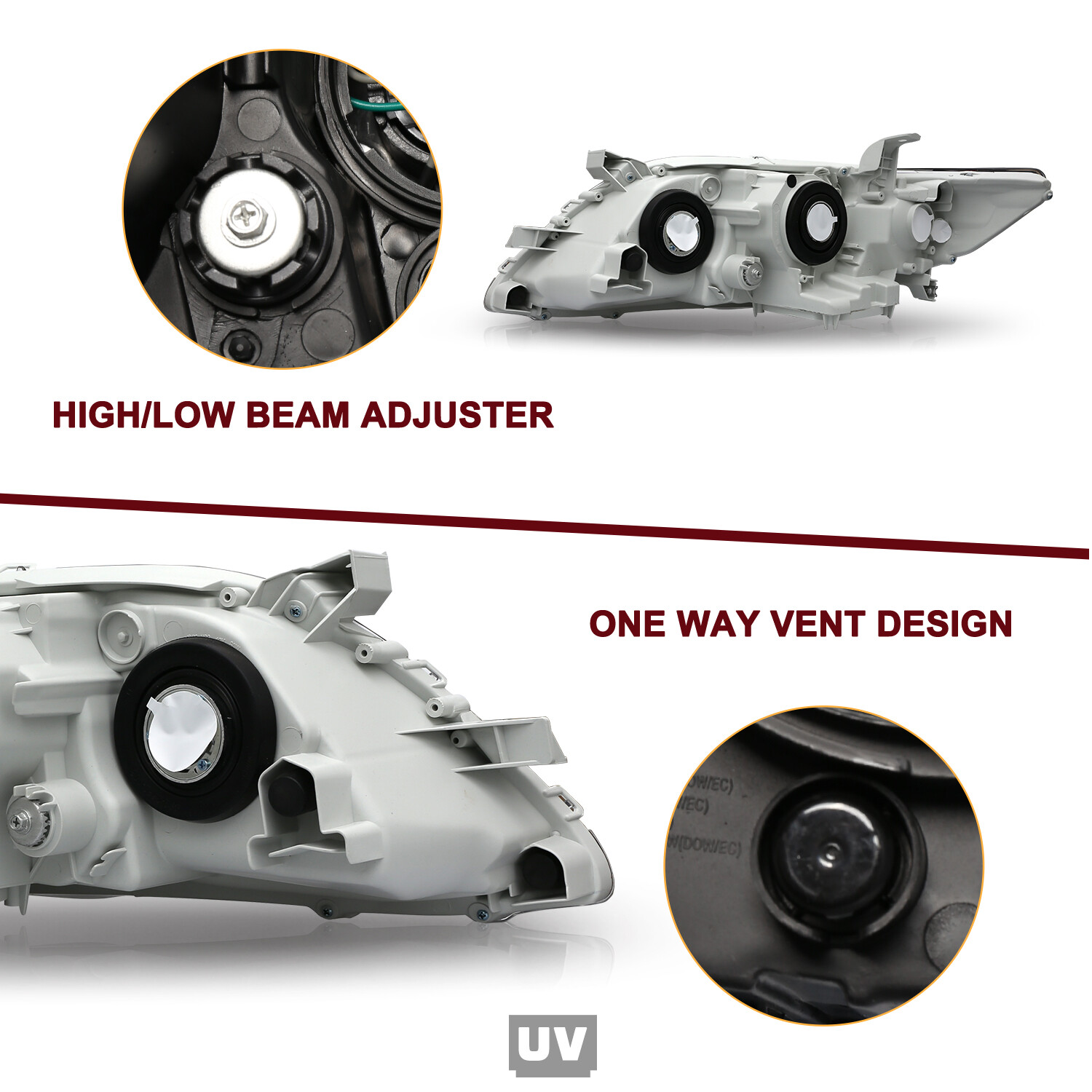 Headlights for 2007 2008 2009 Toyota Camry Chrome Amber Projector LH+RH Pairs