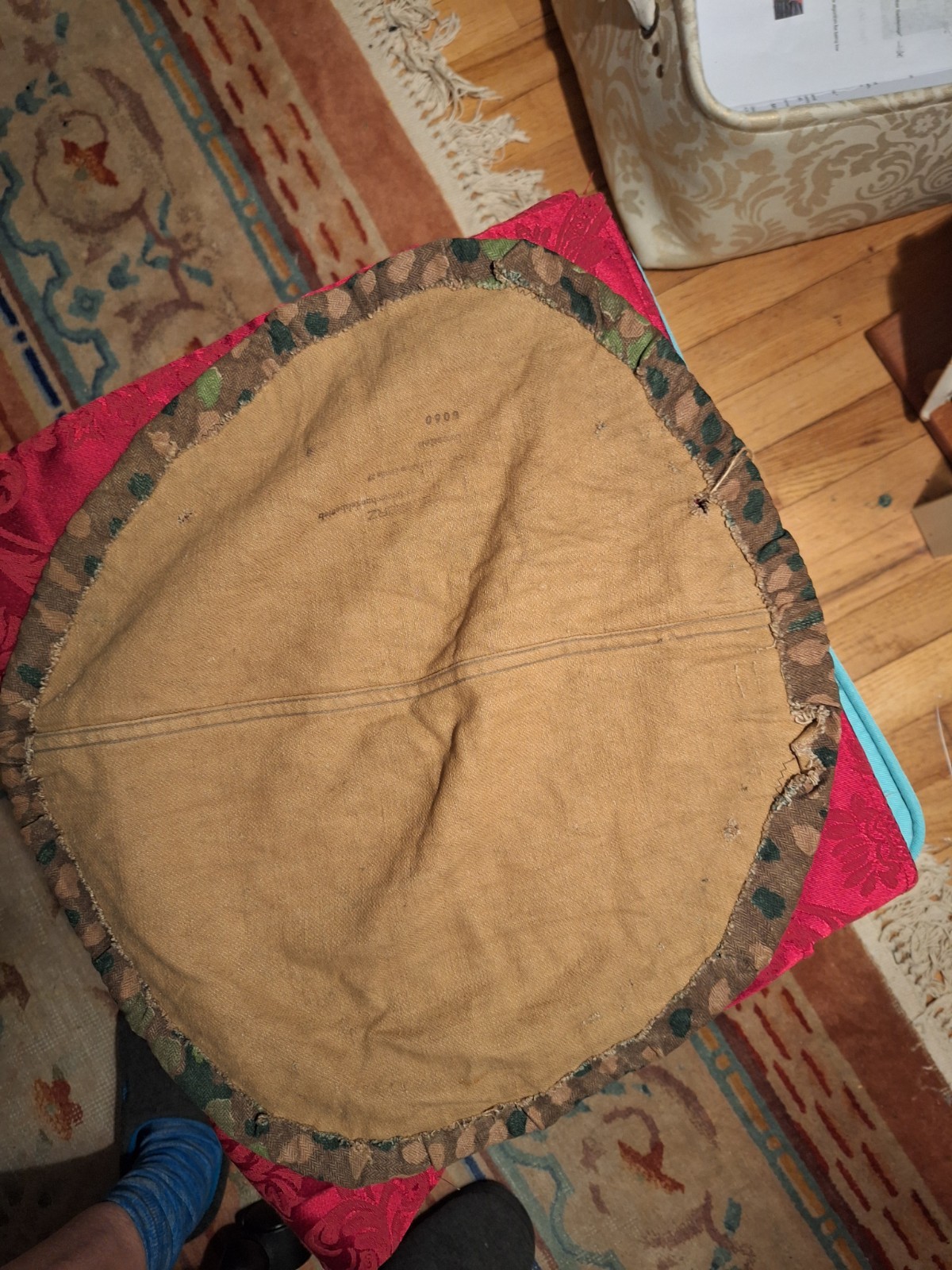 Original WW2 German Field Made HBT Helmet Cover Pea Dot 44 Camo Stamped