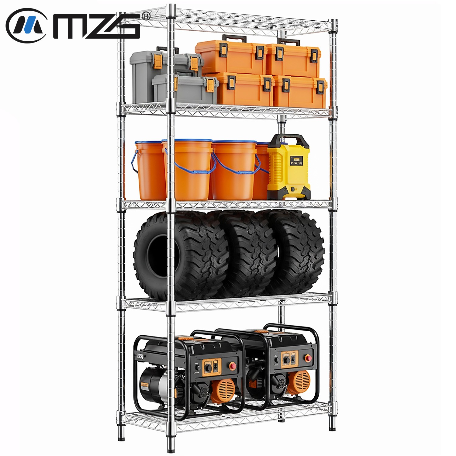 MZG 14'' 24'' 63'' 5-Tier Wire Storage Shelf Steel Shelving Racks Wire Pantry
