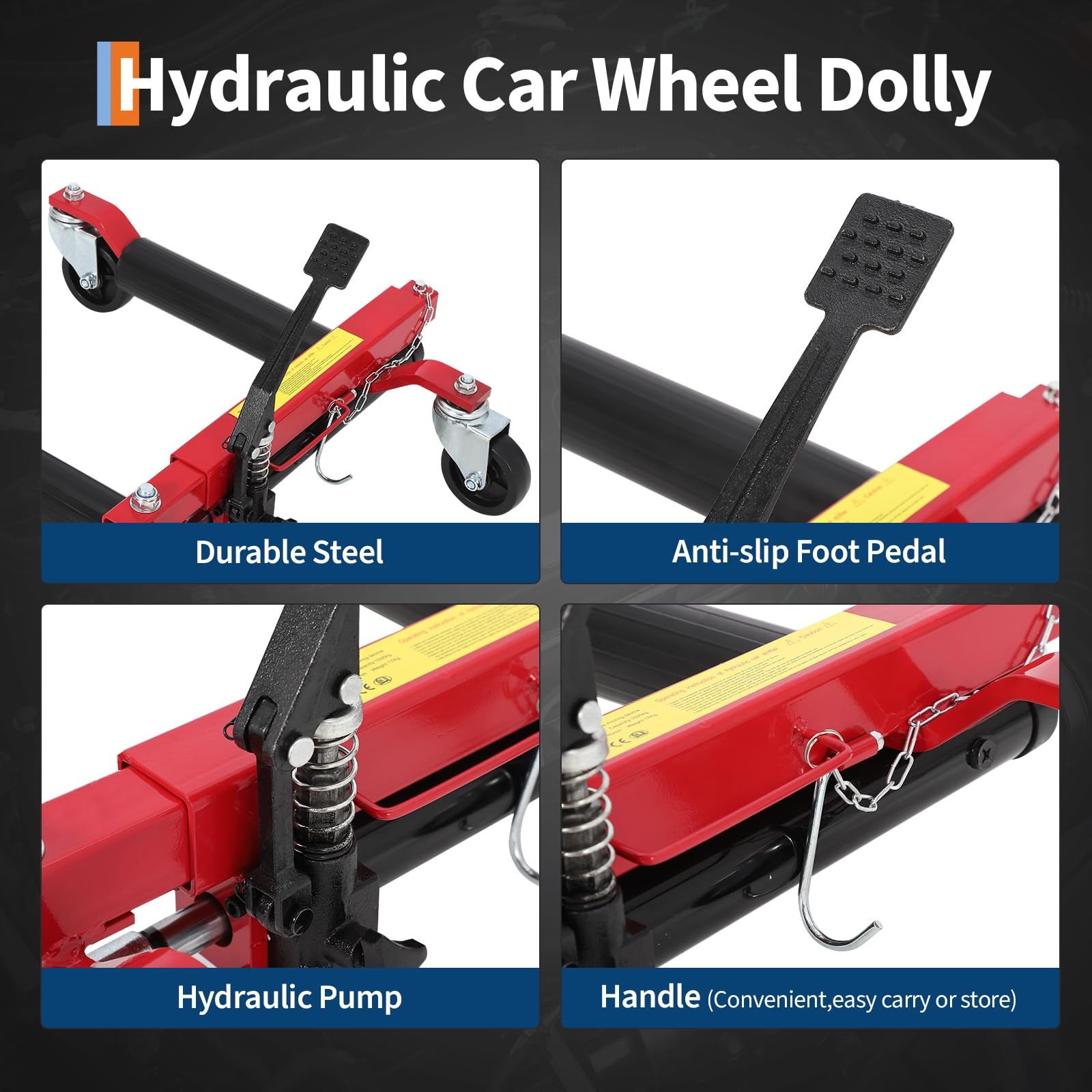 4x Hydraulic Car Wheel Dolly Jack Heavy Duty 6000 LBS Vehicle Skates Positioning