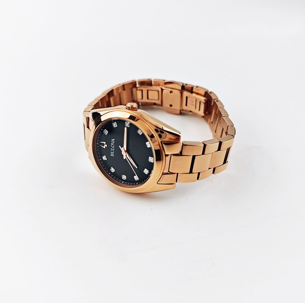 Bulova Surveyor 97P156 Grey-Rose Gold Diamond Dial Quartz Women's 31mm Watch NEW