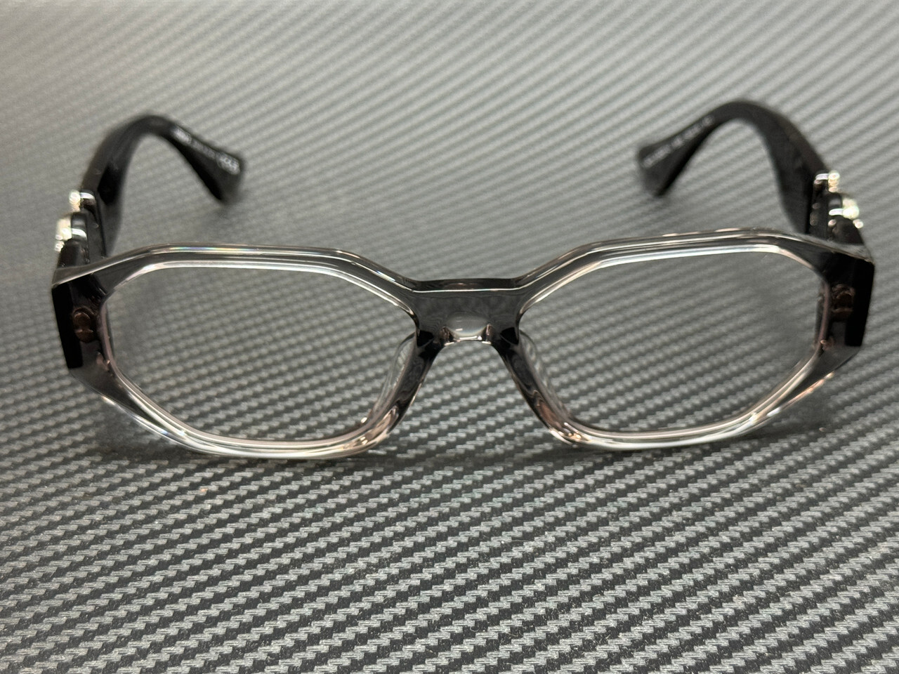 VERSACE VE3320U 593 Grey Transparent Men's 56 mm Eyeglasses