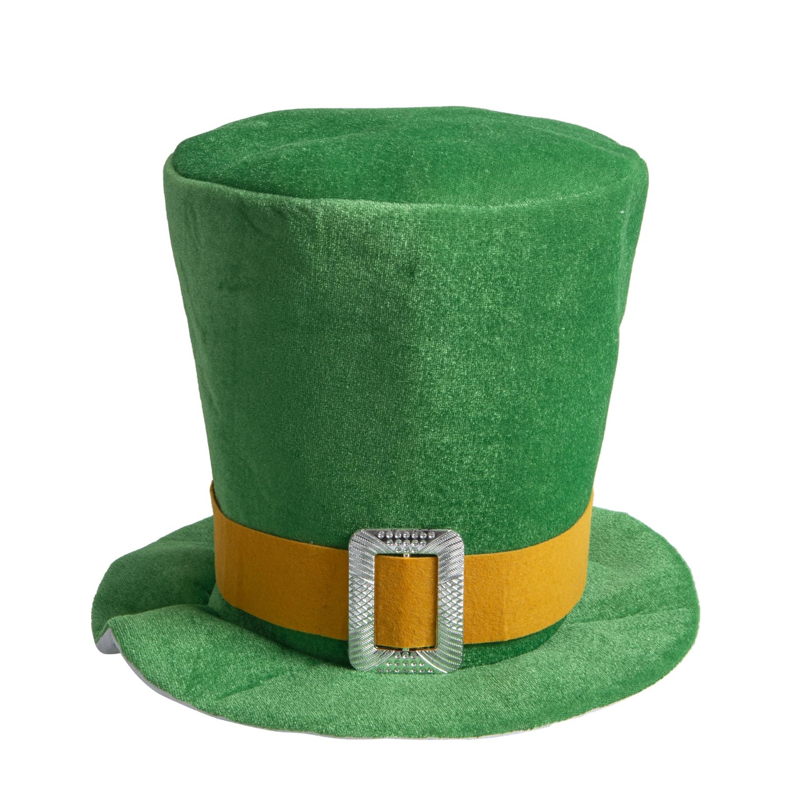 St Patricks Day Green Top Hat,Velvet Green Shamrock Hat, Irish Leprechaun Plu...