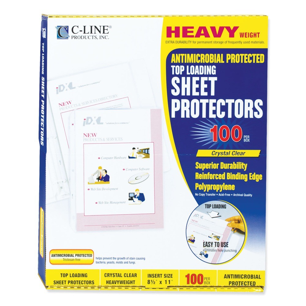 C-Line 62033 3-Hole Punched 8.5 x 11 Polypropylene Sheet Protectors (100/BX) New