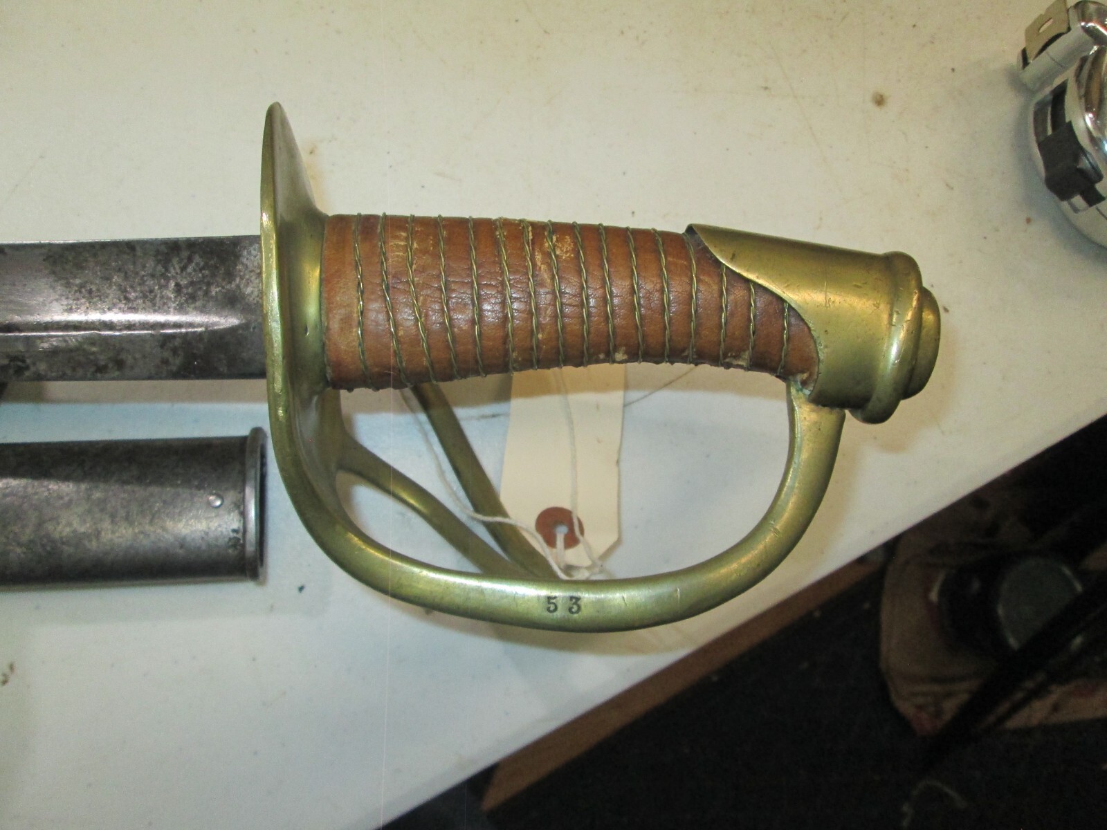 FRENCH HEAVY CAVALRY SWORD WITH SCABBARD DATED 1822 MAKER COFEDERATE IMPORT? T45