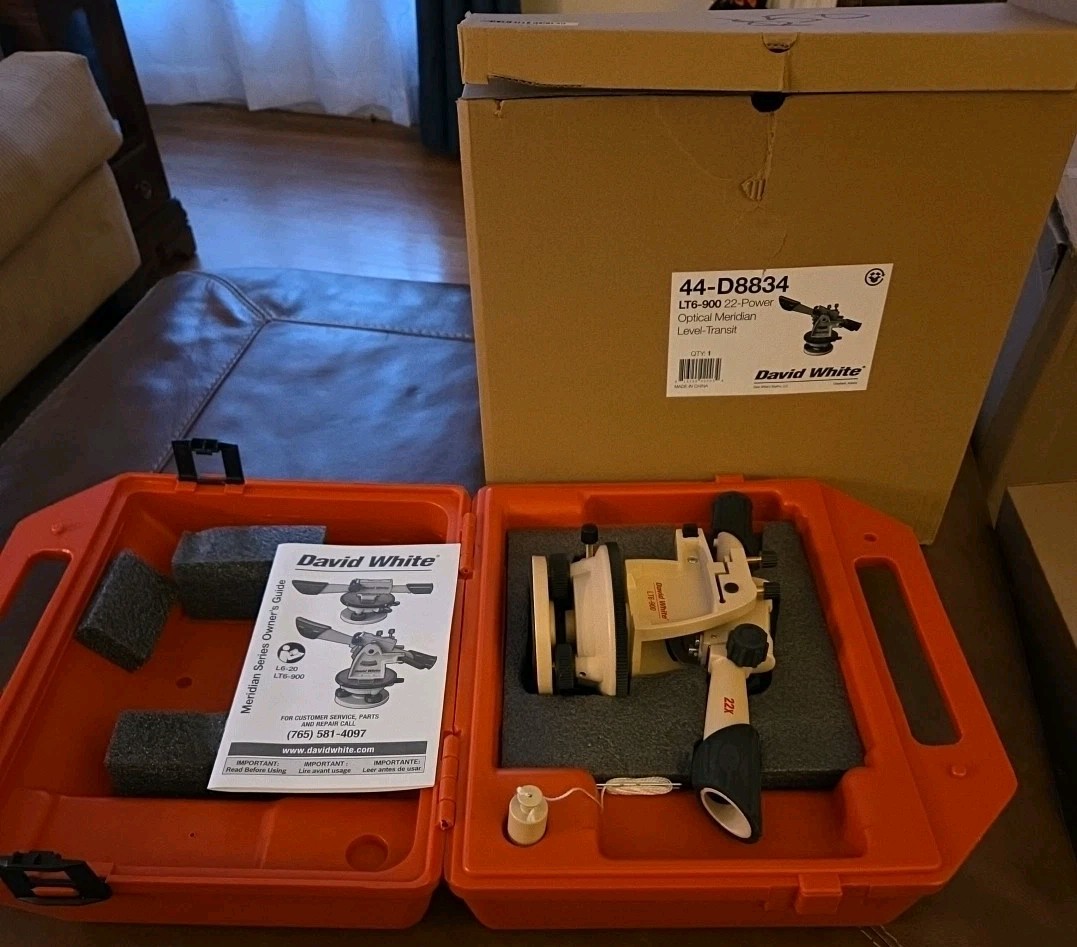 David White LT6-900 22 Power Optical Meridian Level Transit NEW