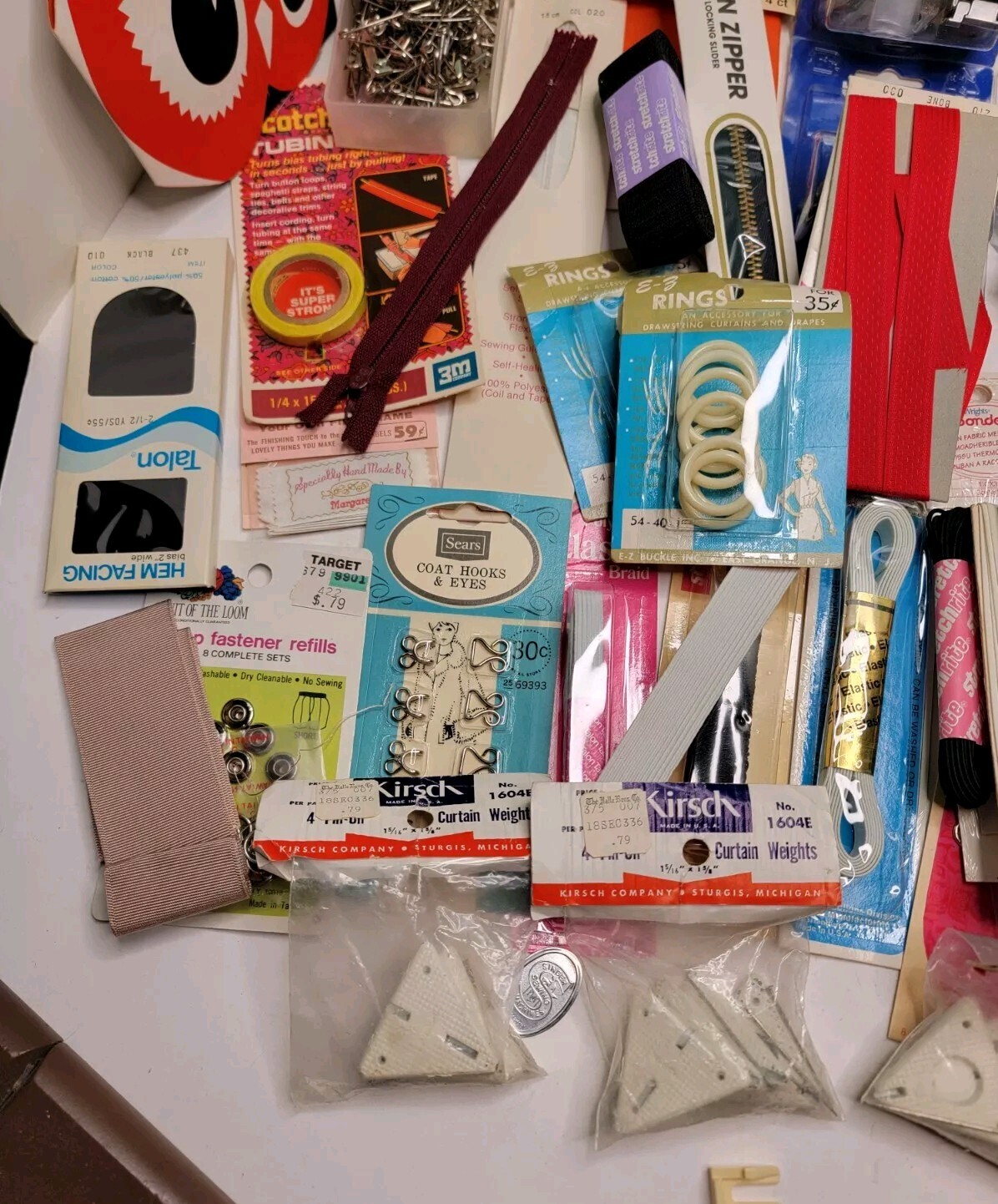 Mixed Lot of Sewing Supplies With Basket - New & Used.