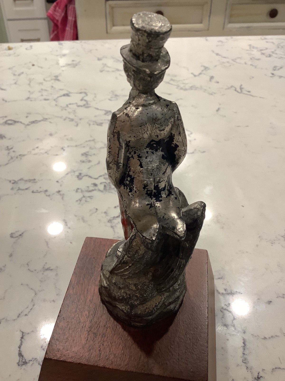 Vintage 1930s Hood Ornament Featuring Uncle Sam with Eagle by his Feet