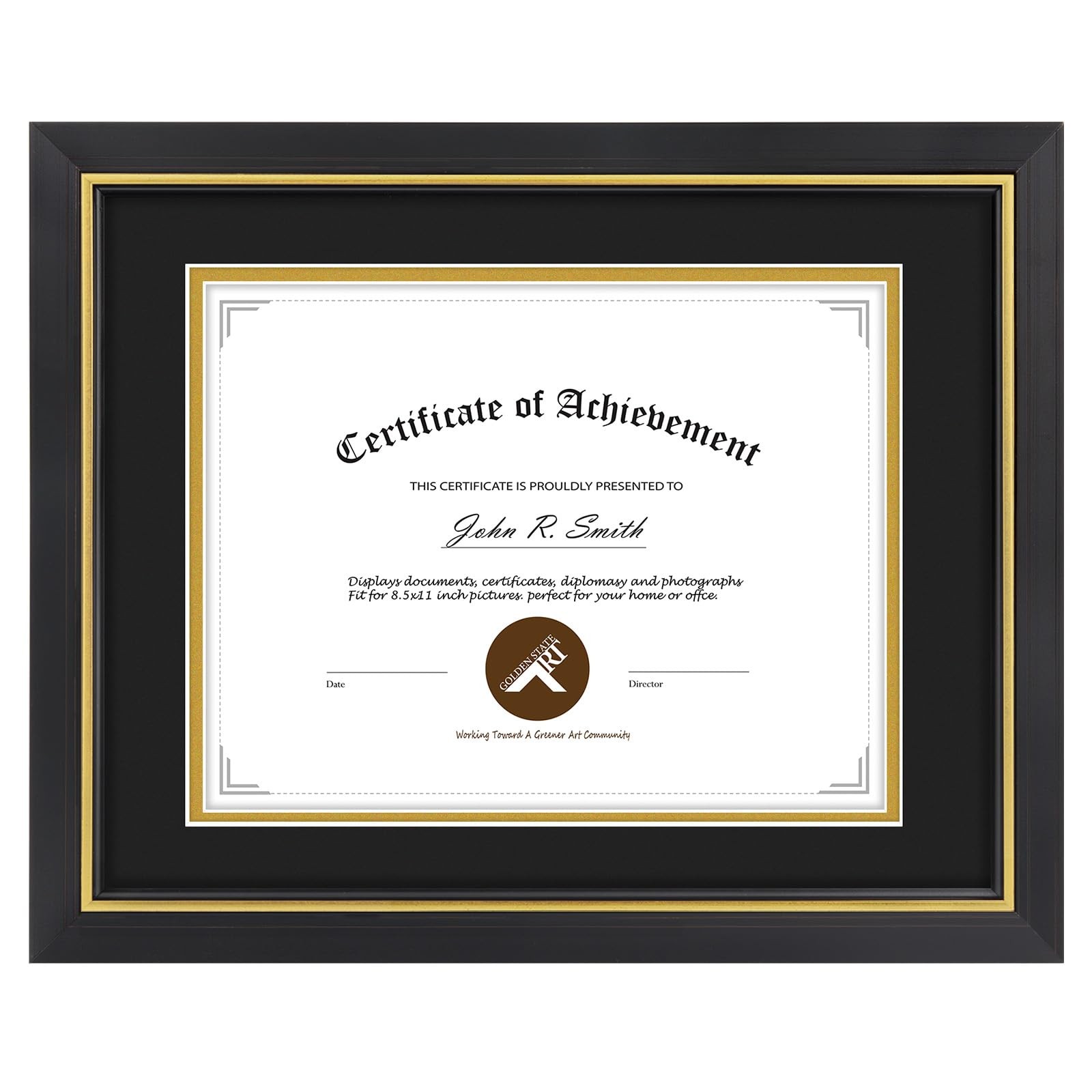 Elegant 11x14 Diploma Frame with Gold Trim for 8.5x11 Certificate Display