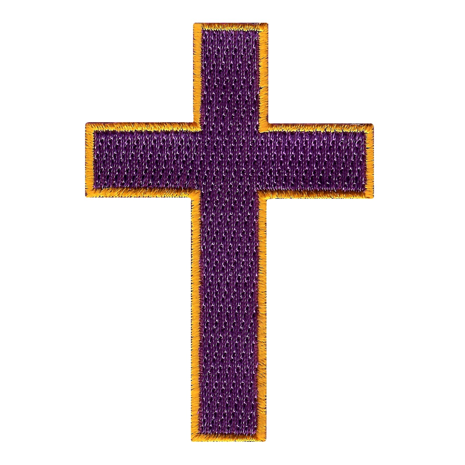 CHRISTIAN CROSS iron-on PATCH embroidered PURPLE GOLD CRUCIFIX JESUS BIKER new