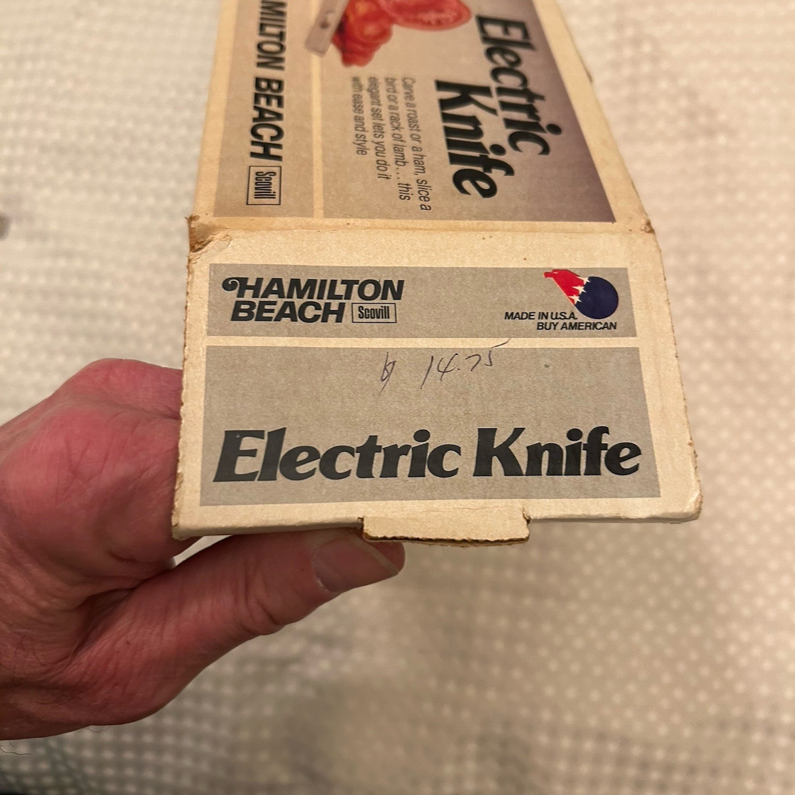 Hamilton Beach 275ALB Almond w/ Brown Trim Electric Knife Made In U.S.A. Tested