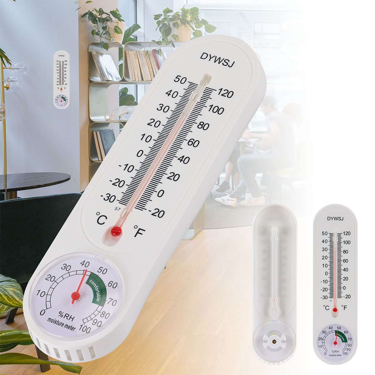 Wall Thermometer Indoor Outdoor Mount Garden Greenhouse Home Humidity Meter Tool