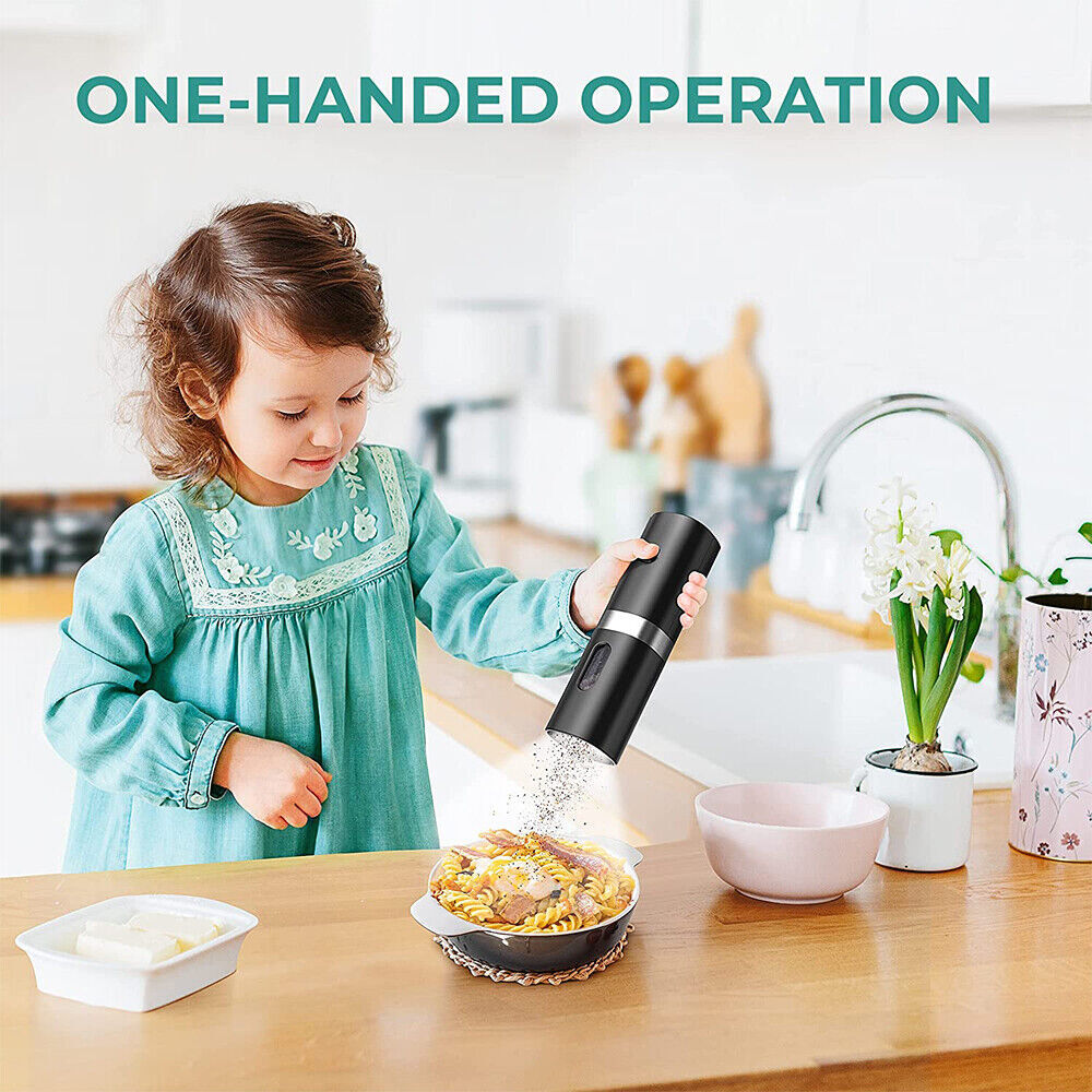 Automatic Electric Salt and Pepper Grinder Set - Rechargeable with LED Light