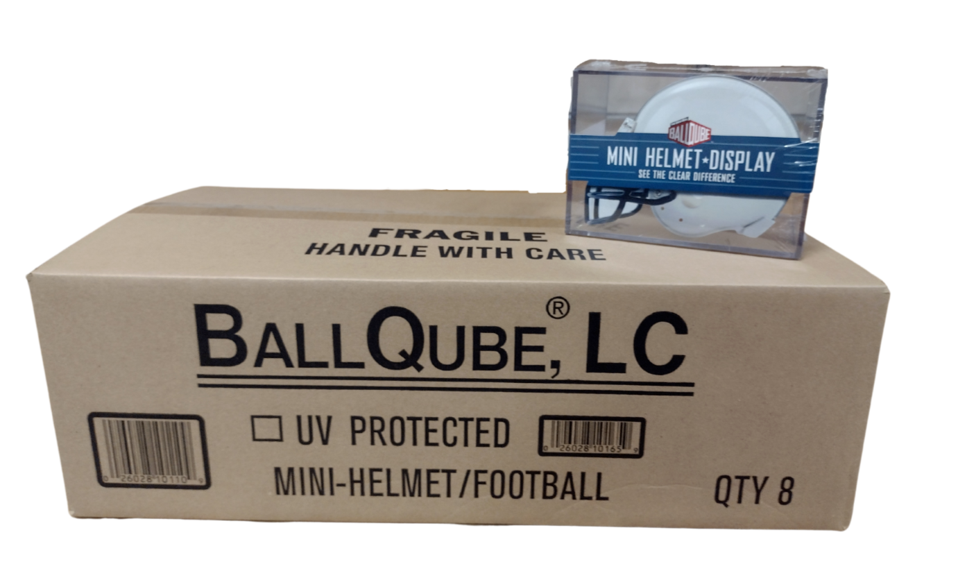 BallQube Mini Football Helmet Display Case Holder - Case of 8