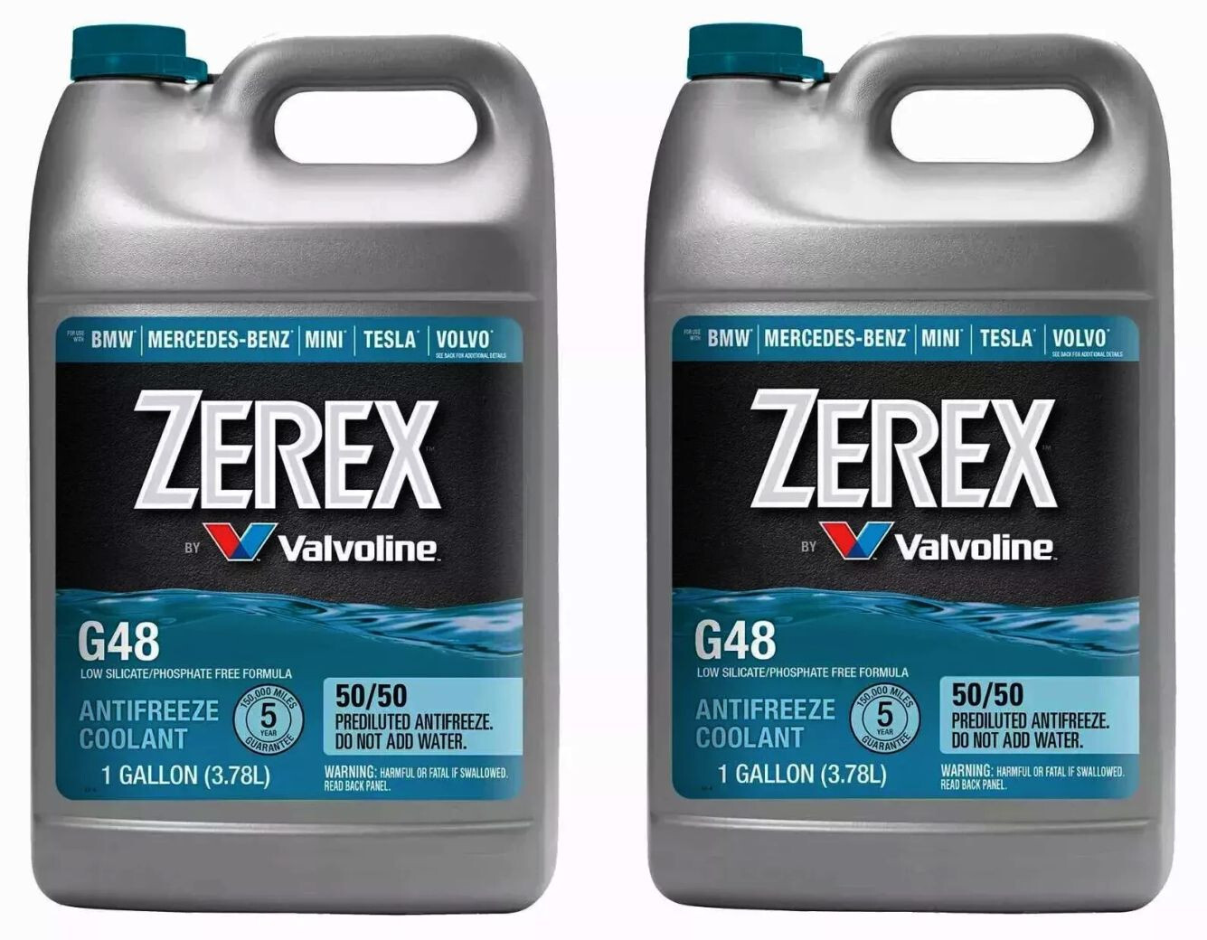 2-Gallon OEM ZEREX G48 BLUE Engine Coolant Antifreeze Fluid For BMW JAGUAR VOLVO