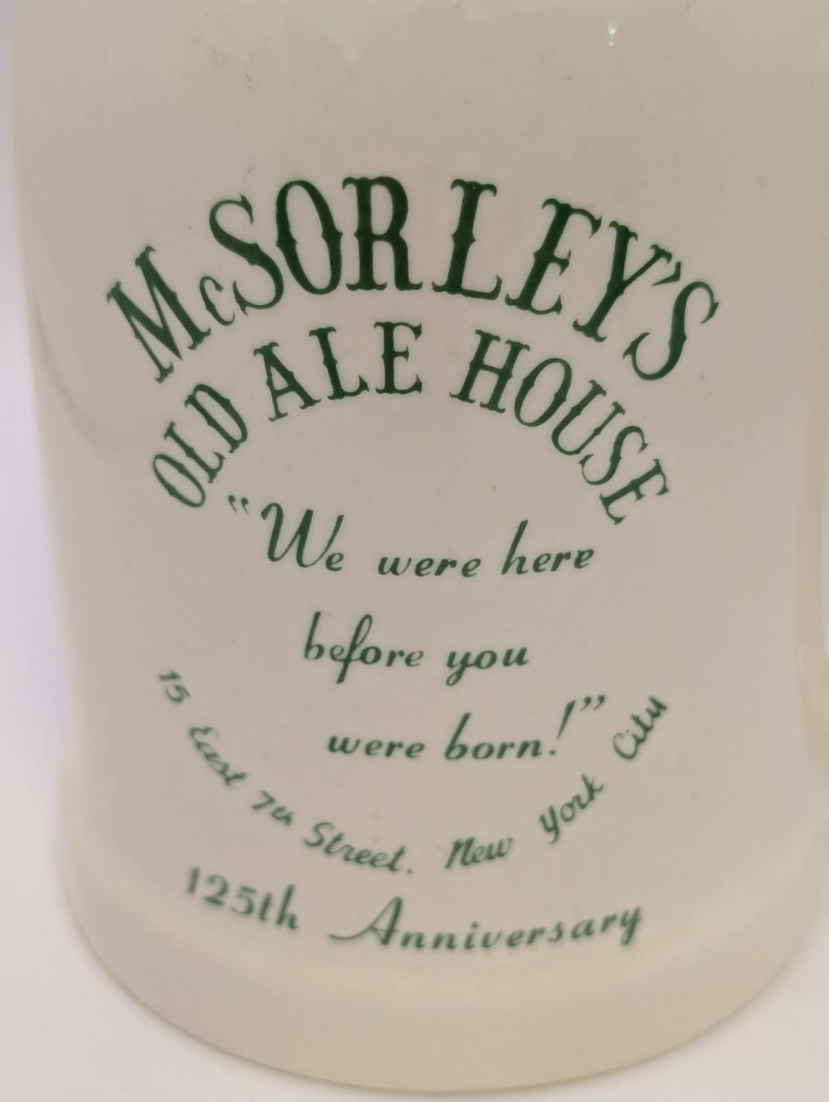 Vintage McSorleys Old Ale House NYC Beer Mug Stein 125th Anniversary