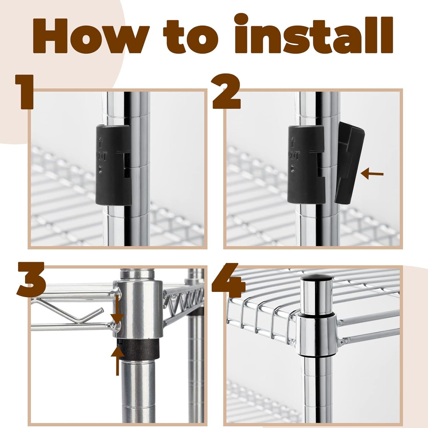 100 Pack 3/4 Inch Wire Shelving Shelf Lock Clips, Plastic Shelving Clips Replace