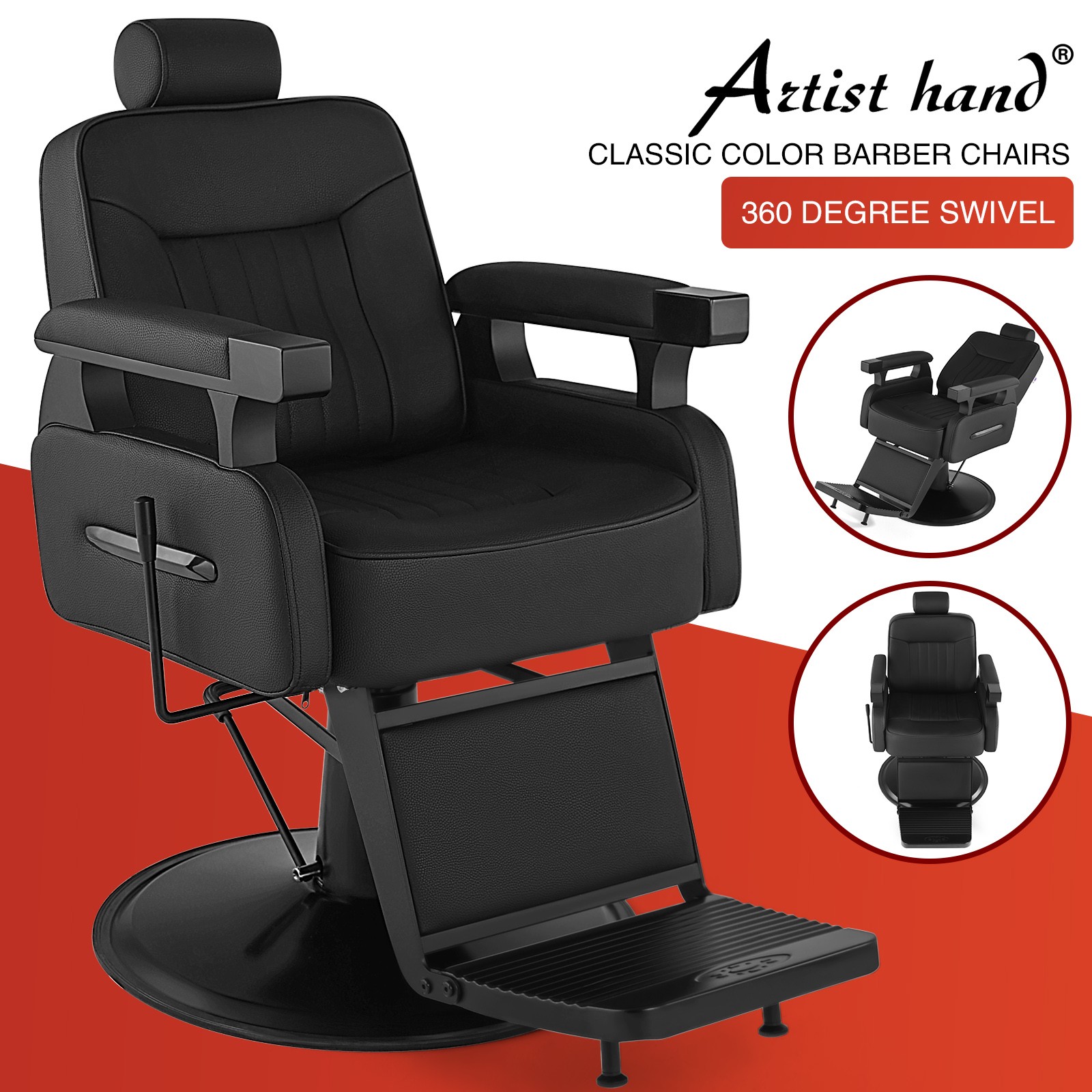 Vintage Black Recline All Purpose Barber Chair Hydraulic SalonSpa Beauty Stylist