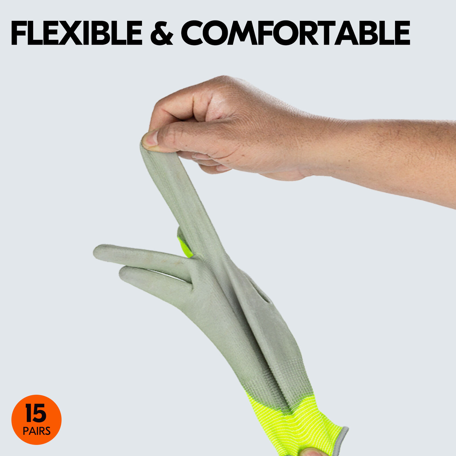 Vgo 15Pairs PU Coated Painting,Yardwork,Gardening,DIY,Work Gloves (PU2103-Y)