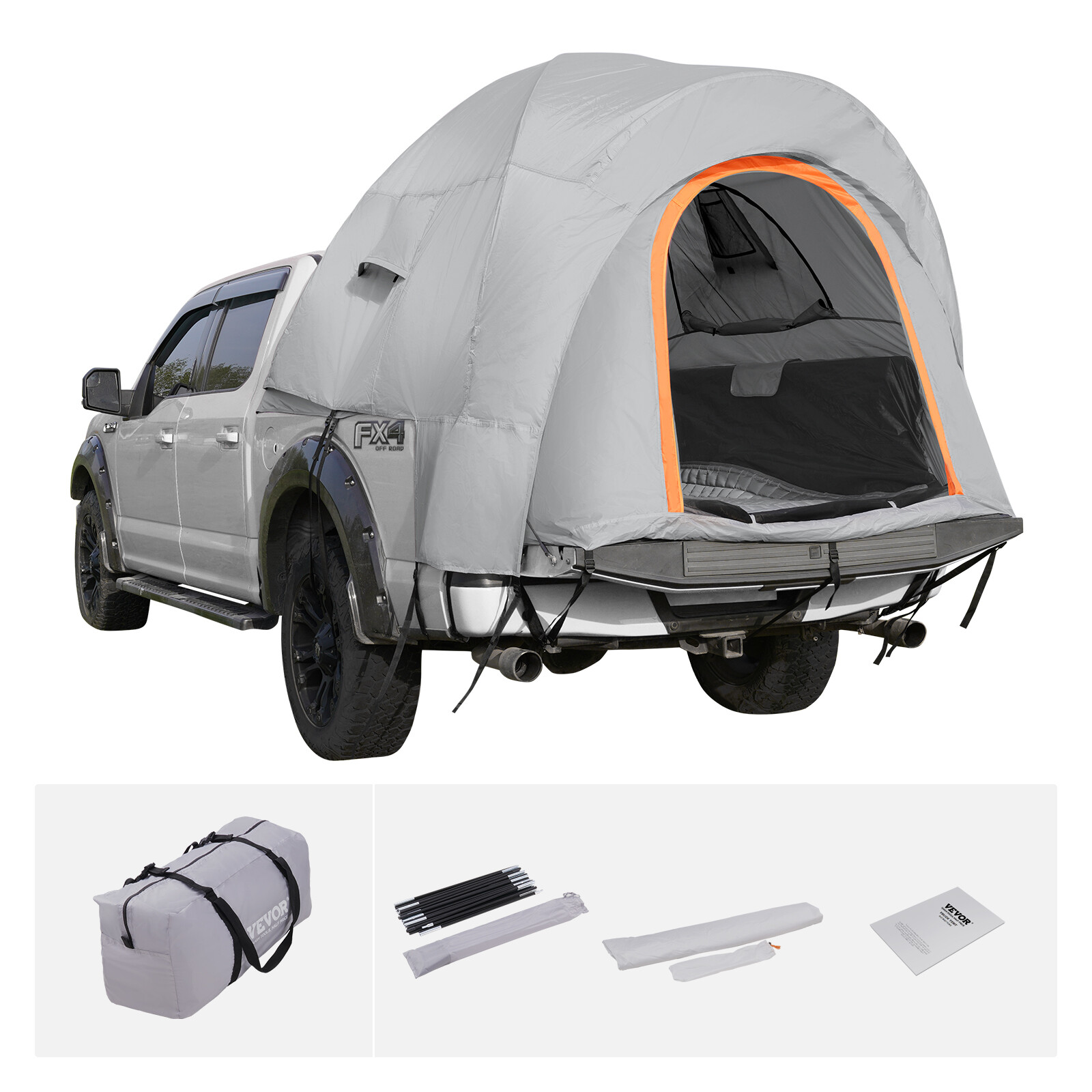 VEVOR Truck Bed Tent 6.4'-6.7' Pickup Tent with Rainfly Carry Bag for Camping