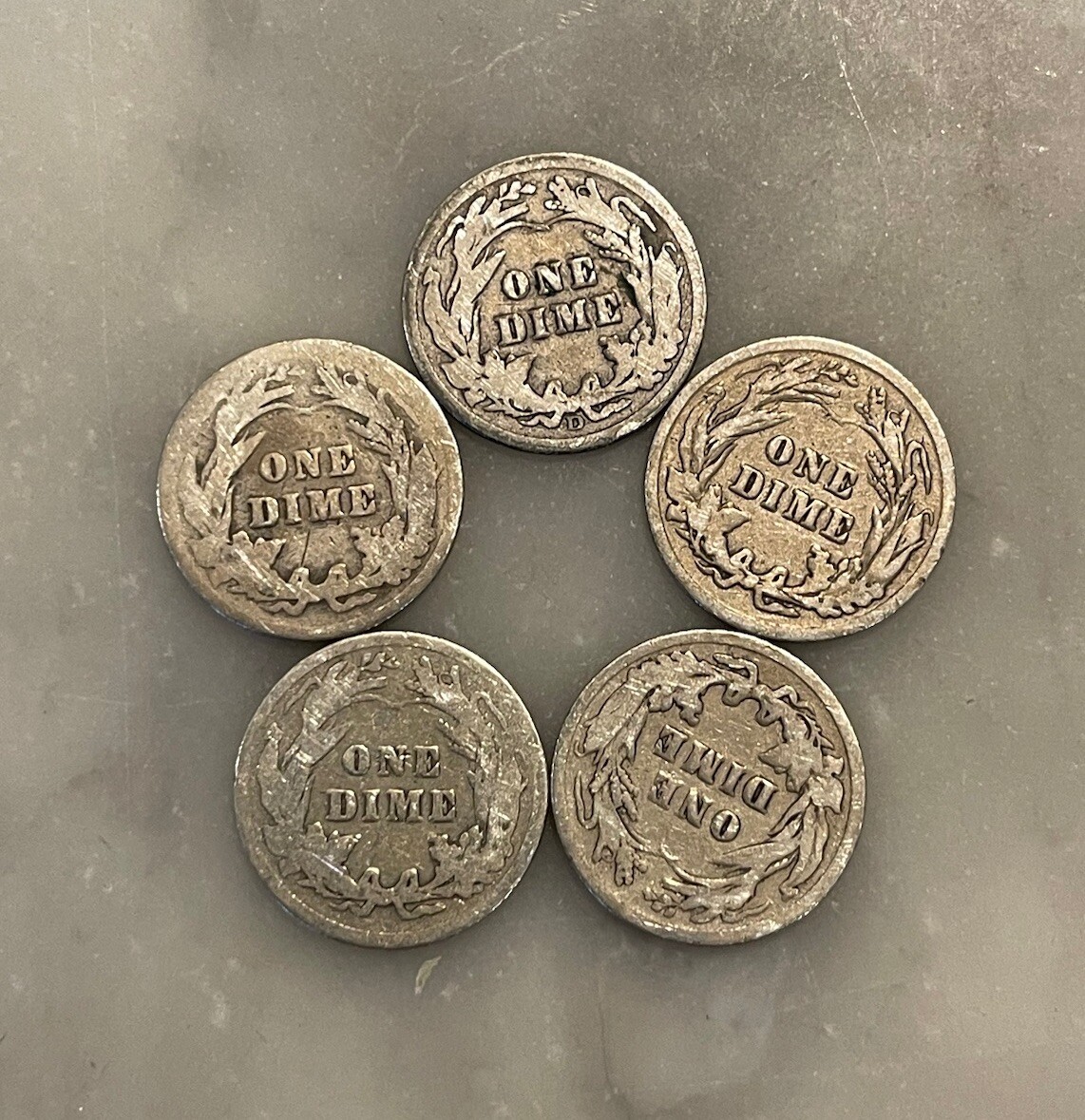 [Lot of 5] Barber Dimes - 90% Silver - CHOOSE HOW MANY LOTS OF 5 COINS!
