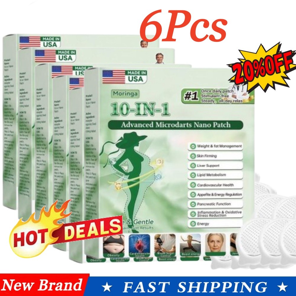 6 BOX Moringa Berberine - 10 in 1 Advanced Metabolic Nano Microneedle -Patches