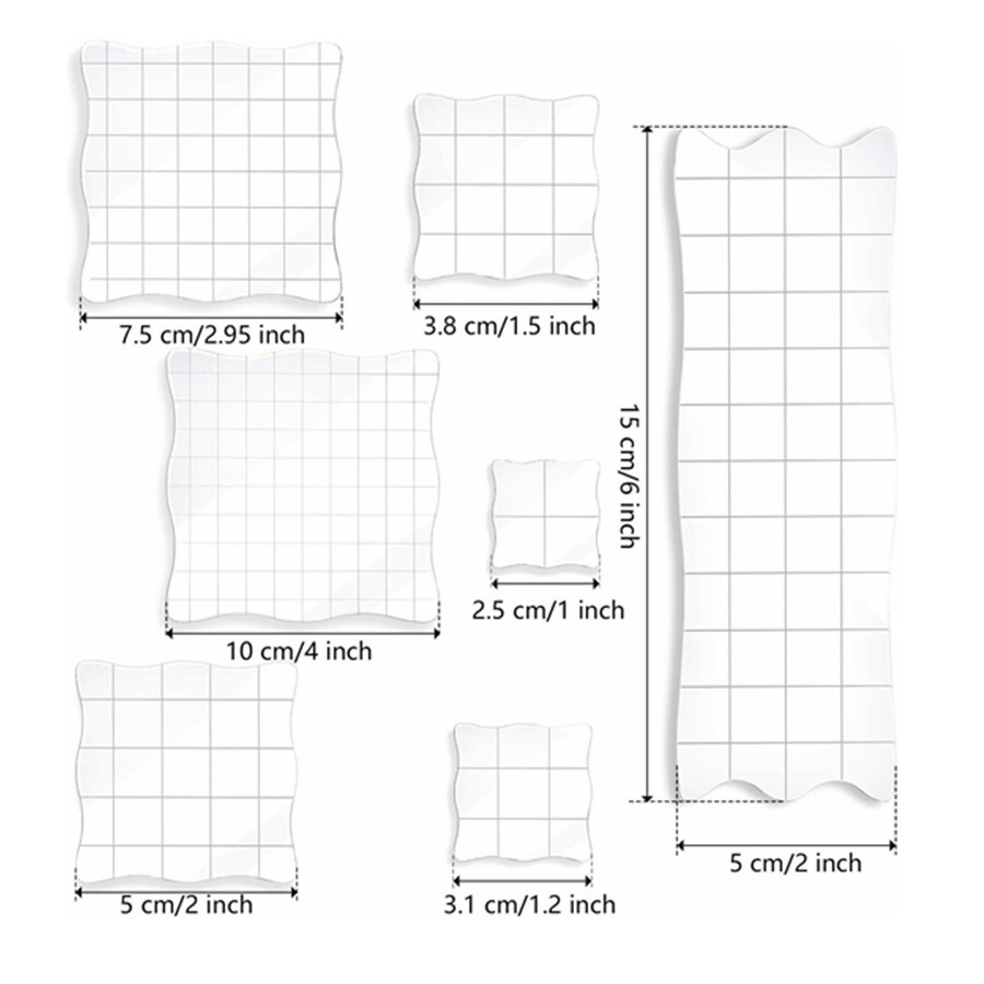 7 PCS Acrylic Stamp Blocks Set Clear Stamping with Grid Grip for DIY Crafts N816