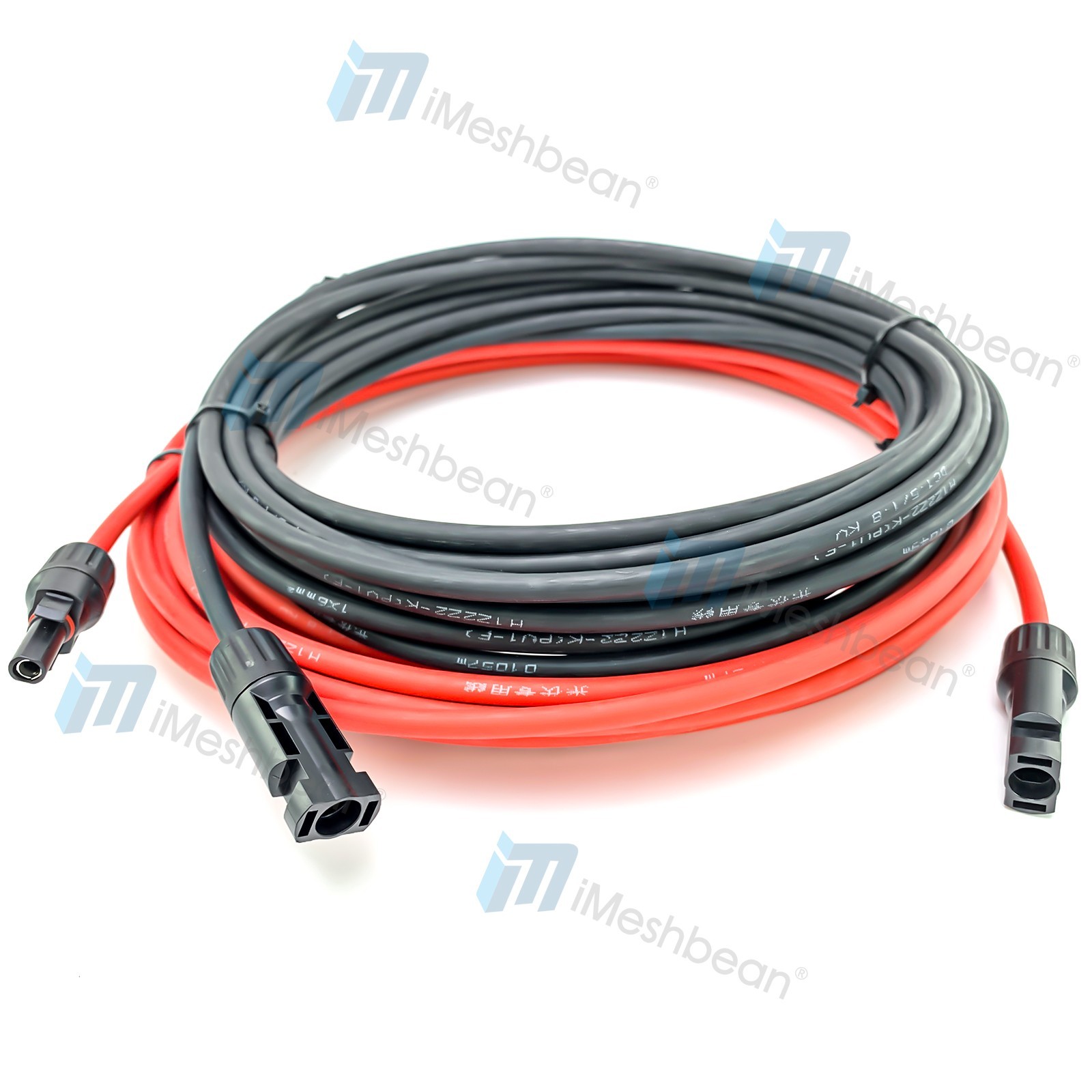 50ft Black+Red 10AWG Solar Panel Extension Cable Flexible PV Wire w/ Connectors