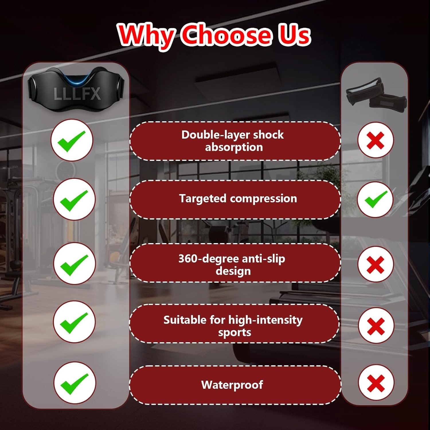 2 Pack Patellar Tendon Support Straps, Adjustable Non-slip Patellar Band, Black