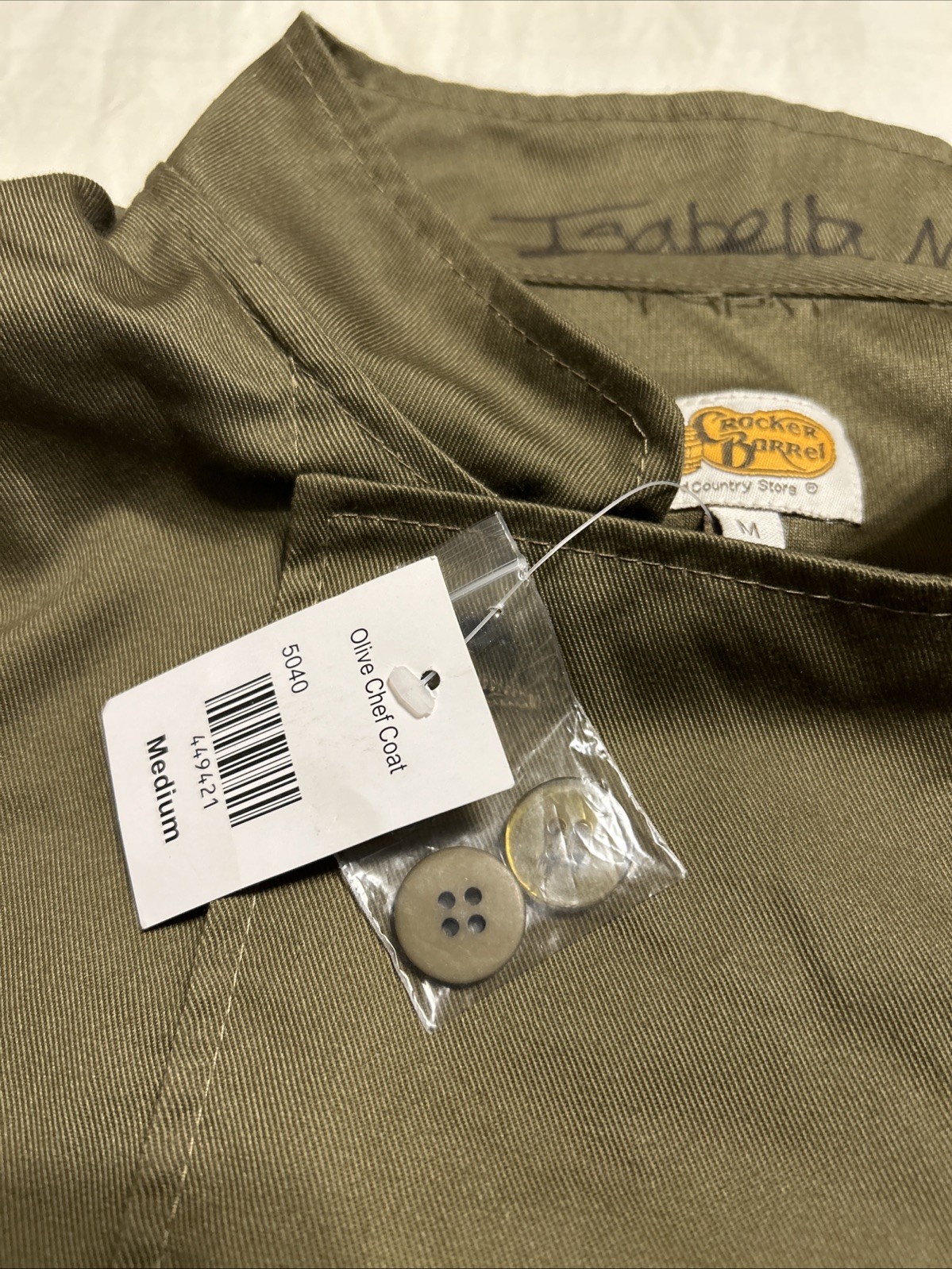 VTG Cracker Barrel Old Country Store Chef Coat Restaurant Uniform Green Medium