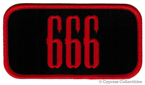 666 PATCH - DEVIL SATANIC EVIL NAMETAG red NUMBER BEAST embroidered iron-on