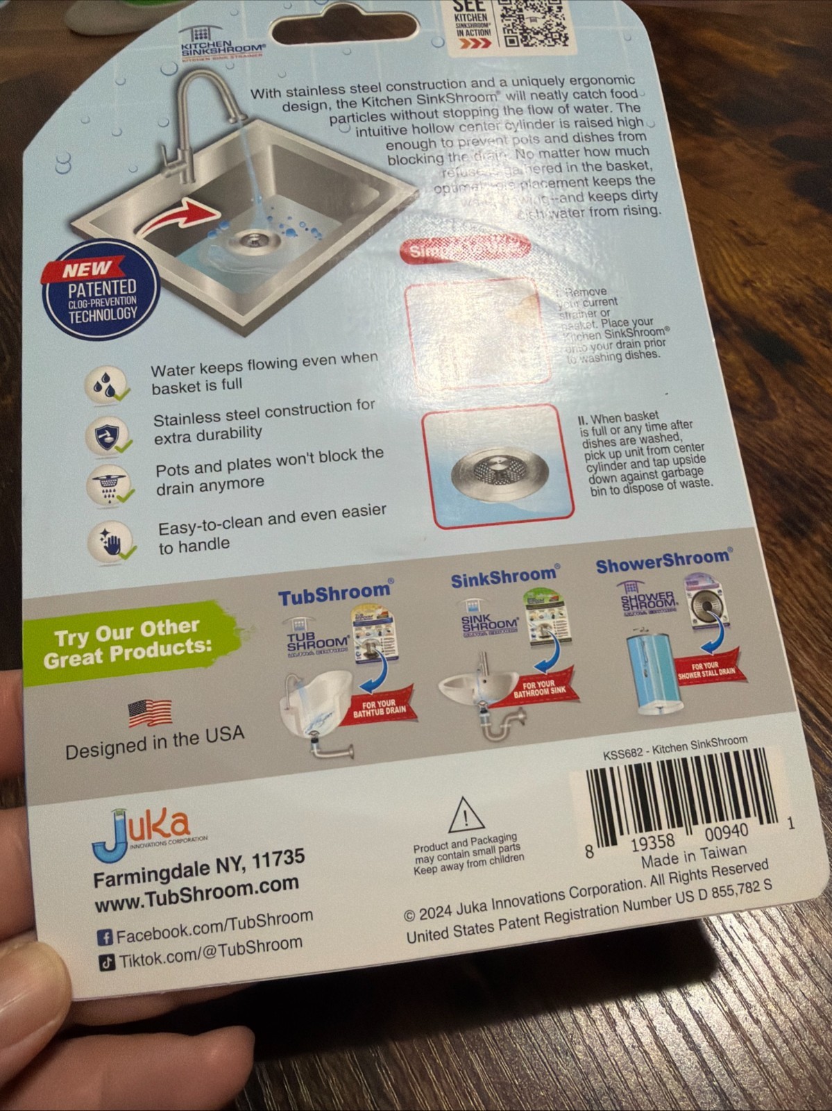 Kitchen Sinkshroom Revolutionary Clog-free Stainless Steel Sink Strainer, Chrome