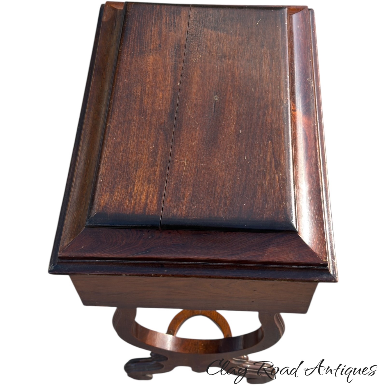 Antique Rosewood victorian sewing stand table work transitional 1870 classical