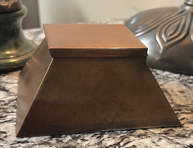 Vintage Pyramid Inkwell - Two-Tone Copper - Gilt Well