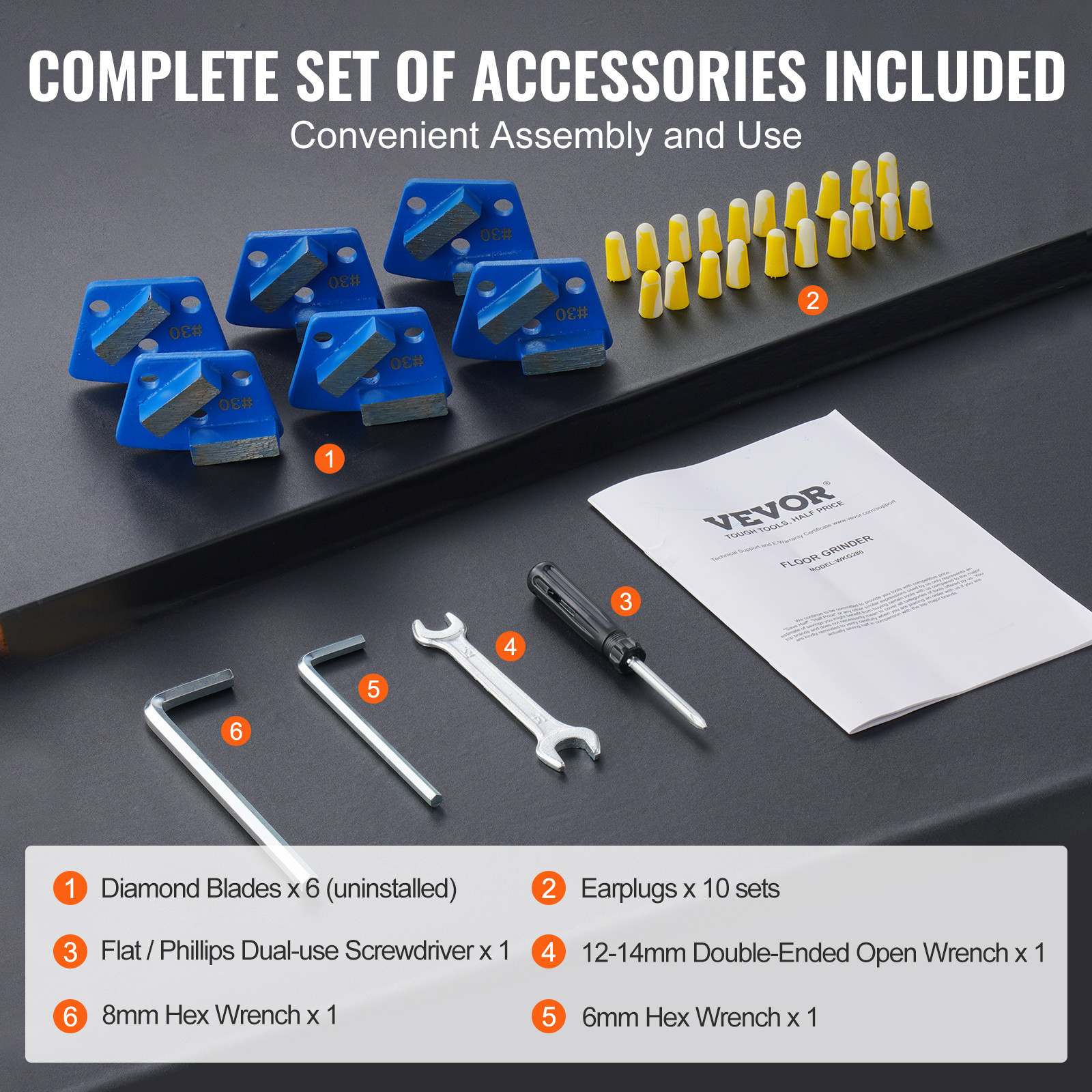 VEVOR Concrete Floor Grinder 10" Walk-Behind Polisher 1.7HP Adjustable Machine