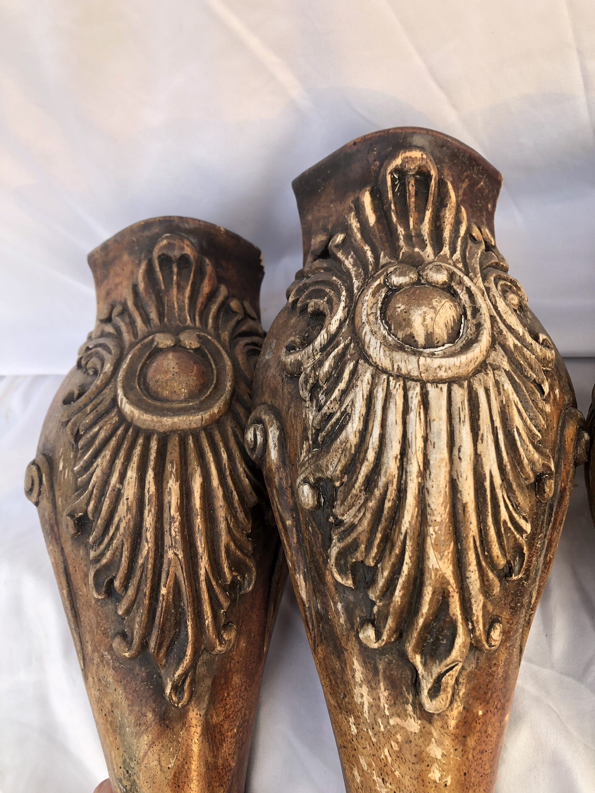 4 Vintage Table Legs Ball Claw Feet Salvaged Wood Leg 18” Tall, Georgian VTG