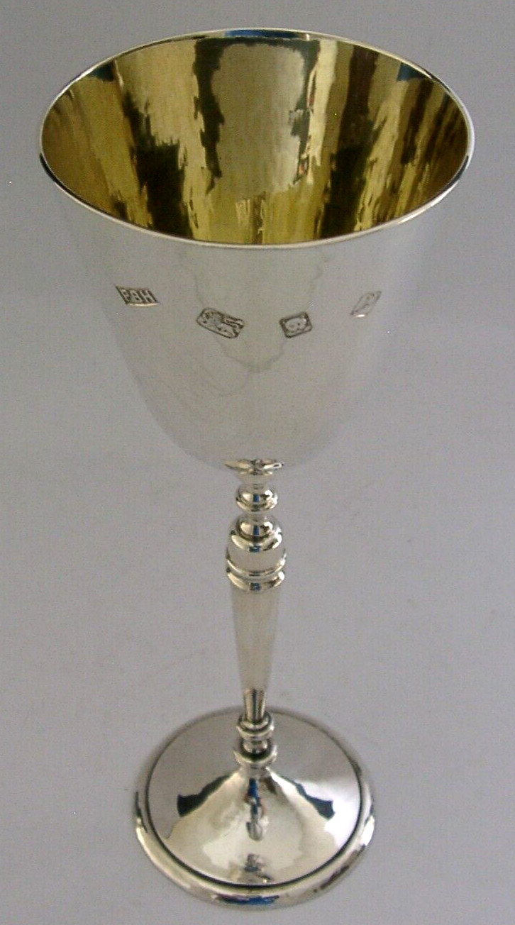 PLANNISHED TEWKESBURY STERLING SILVER WINE GOBLET CHALICE 1971 BARWARE 146g