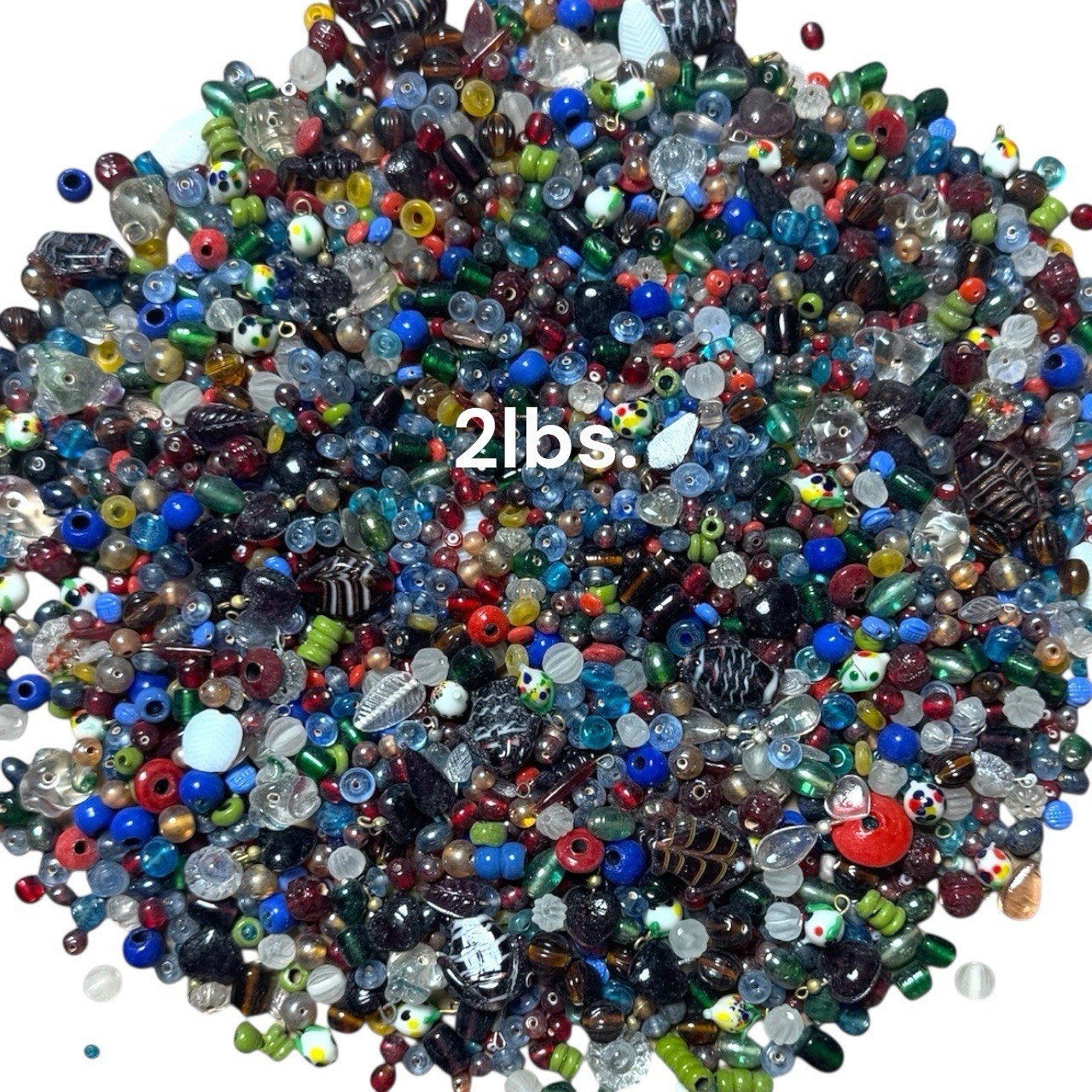 No. 2 EVERYTHING Mix 2 lb. Vintage Indian Glass Beads Lot Crafts Jewelry 800+