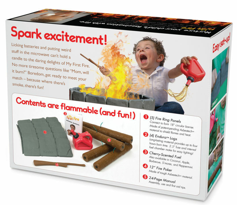 MY FIRST FIRE Prank Fake Gag Funny PARODY Joke Gift Box Baby shower toddler