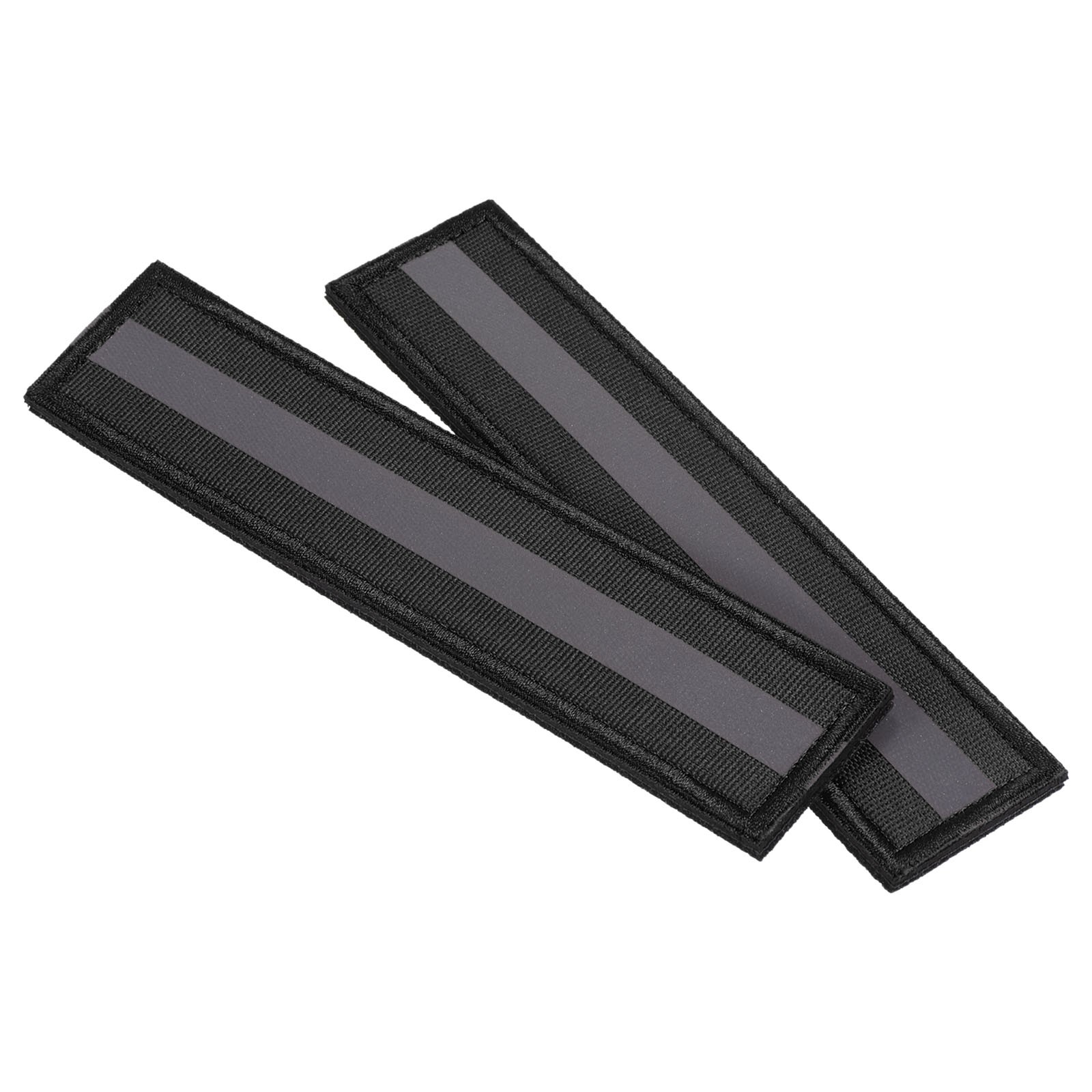 2 x Reflective Patch 1x6" Hook and Loop Fastener Safety Appliques Black
