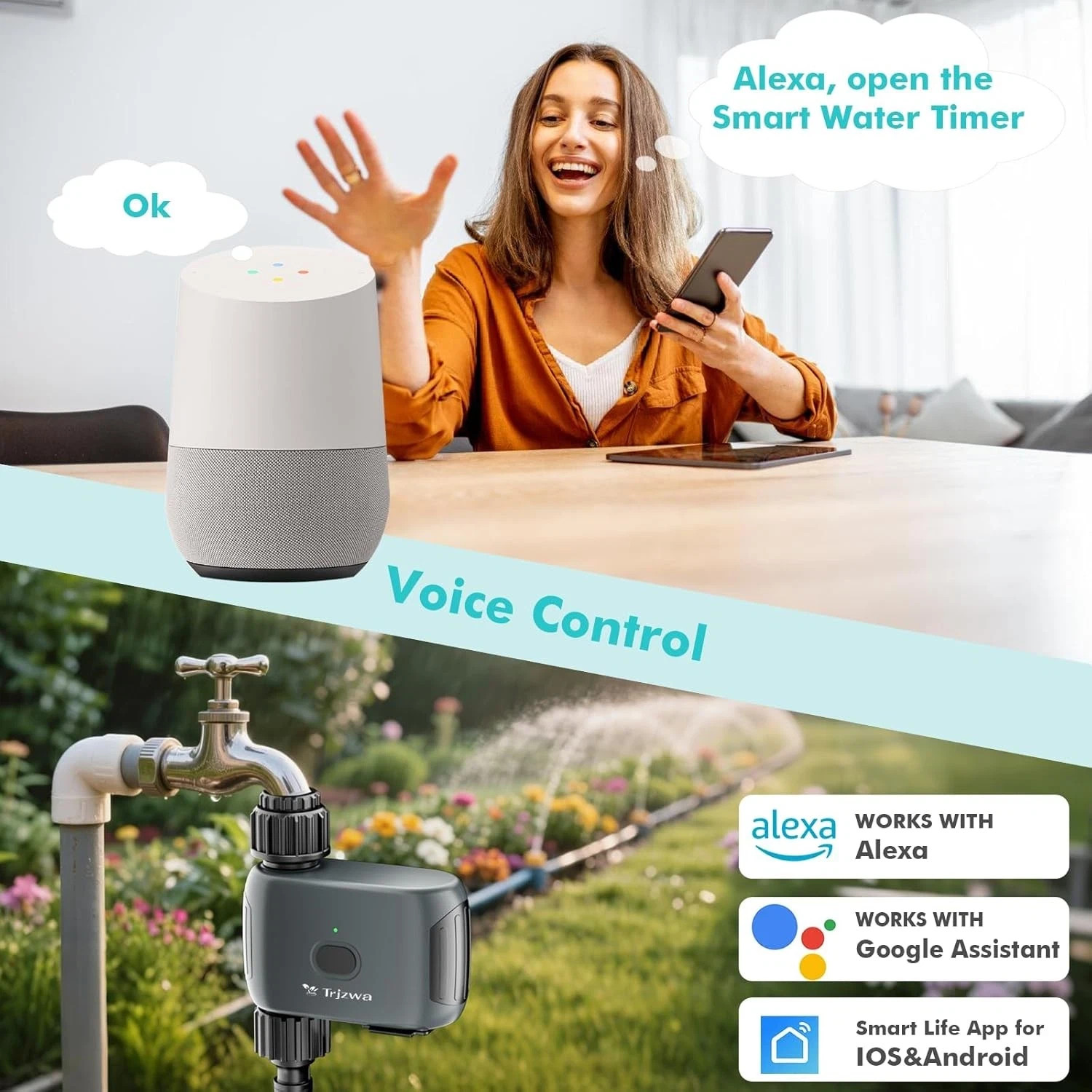 SMART WATER TIMER for GARDEN HOSE WiFi ENABLED ALEXA GOOGLE AUTOMATIC SPRINKLER