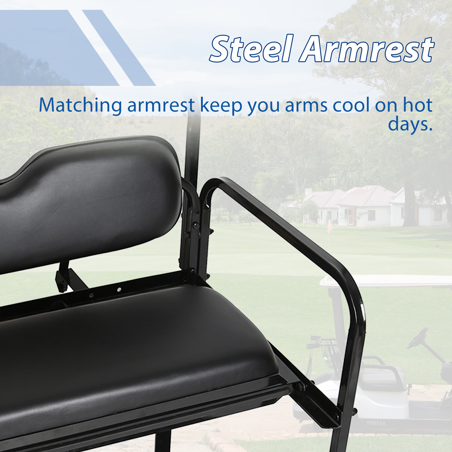 Fit Club Car DS Golf Cart Flip Folding Rear Back Seat Kit - Black