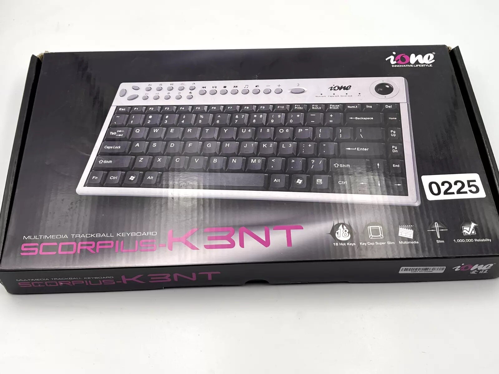 iONE SCORPIUS-K3NT Multimedia Trackball Keyboard Wired (USB Interface)