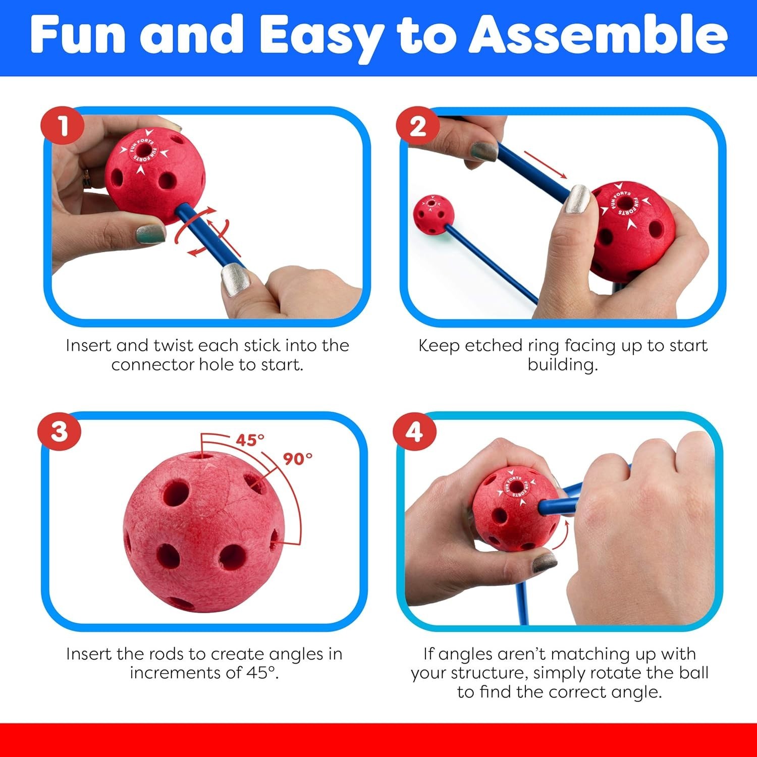 Fun Forts Kids Tent - 81 Pack Fort Building STEM Toys Kit, Construction Toys ...