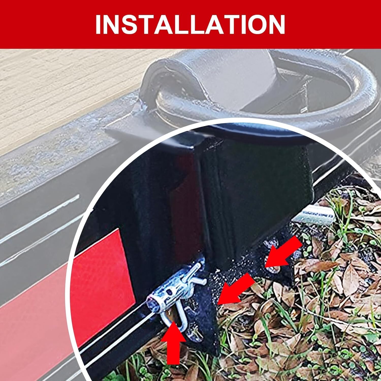 4 Pack Stake Pocket D Ring Heavy Duty Adjustable Trailer Stake Pocket,Black