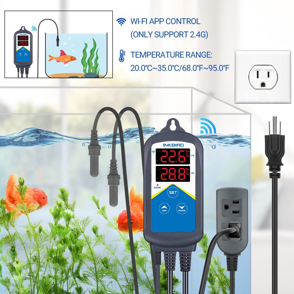 Inkbird Prewire WIFI Temperature Controller Thermostat ITC-306A Heat 2 Probe APP