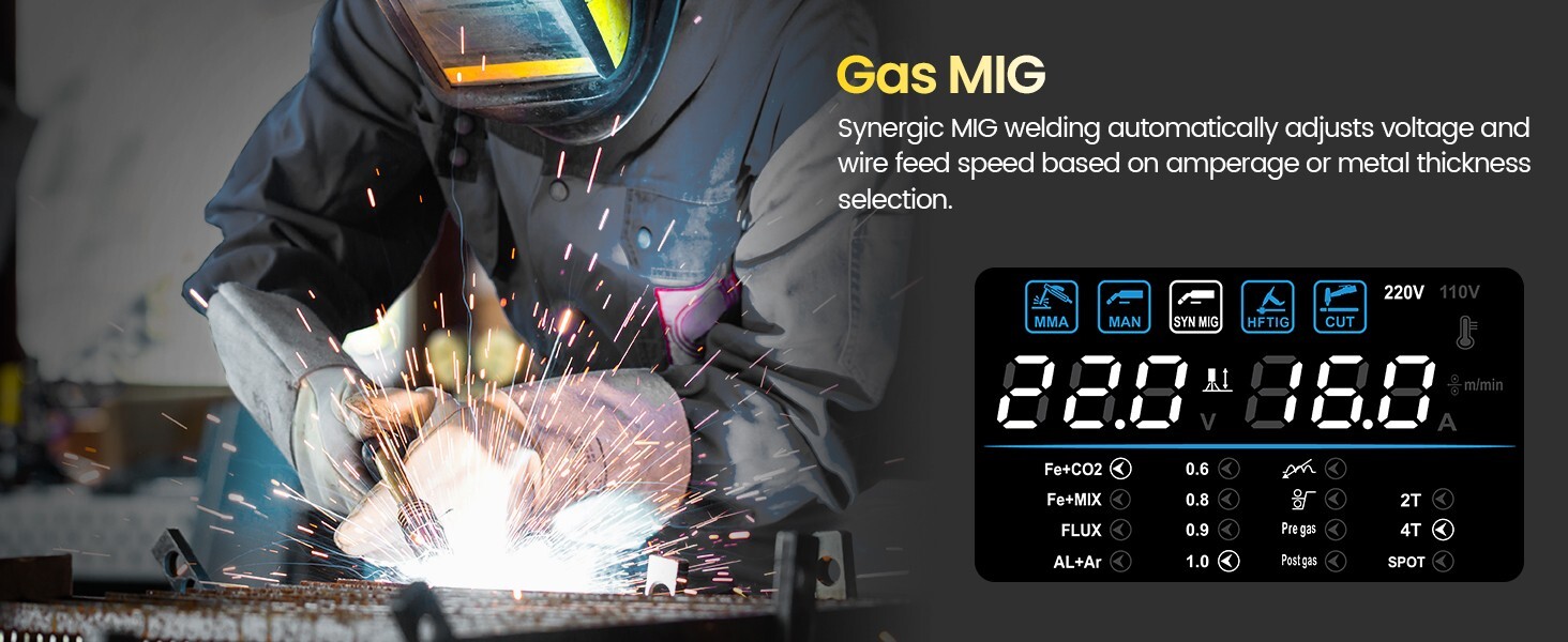 6 in1 MIG/CUT/TIG/MMA Welder 220V 250A Gas/Gasless Welding Machine Plasma Cutter